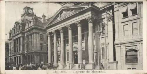 Ak Montreal Québec Kanada, Banque de   Architektur, Pferdewagen