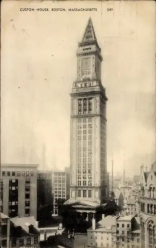 Ak Boston Massachusetts USA, Custom House, hoher Turm,  Architektur