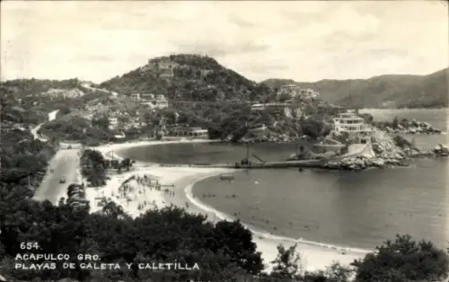Ak Acapulco de Juárez Guerrero Mexiko, Playas de Caleta y Caletilla