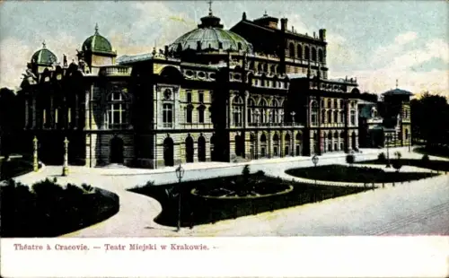 Ak Kraków Krakau Polen, Theatergebäude, Teatr Miejski, farbige 