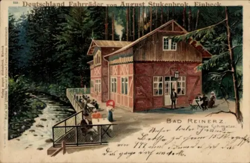 Künstler Ak Duszniki Zdrój Bad Reinerz Schlesien, Neue Schmelze, Deutschland Fahrräder A.Stukenbrok