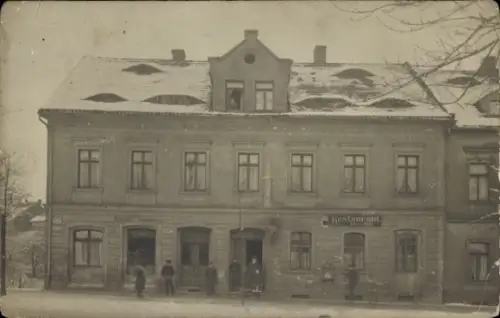 Foto Ak Zwickau in Sachsen, Restaurant in der Nähe des Bahnhofs, Winter