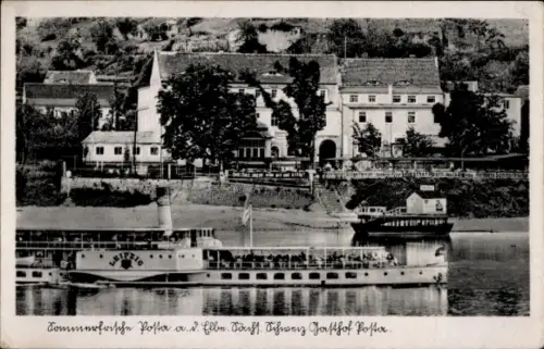 Ak Posta Pirna in Sachsen, Dampfer Leipzig, Pensionshaus Gasthof Posta
