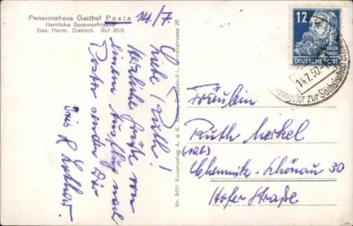 Ak Posta Pirna in Sachsen, Dampfer Leipzig, Pensionshaus Gasthof Posta