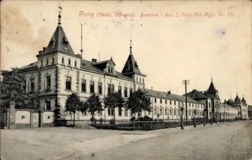 Ak Pirna an der Elbe, Kaserne I des 2. Feld Artillerie Regiments No. 28