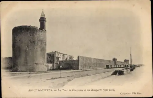 Ak Aigues Mortes Gard, Der Turm von Konstanz, Stadtmauer (Nordseite)