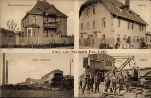 Ak Neumark in Sachsen, Betriebsleiter-Wohnung, Grube Leonhardt, Cantine, Bagger