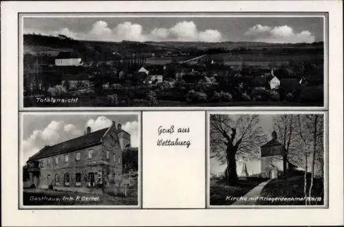 Ak Wettaburg Naumburg an der Saale, Totalansicht, Gasthaus F. Oertel, Kirche