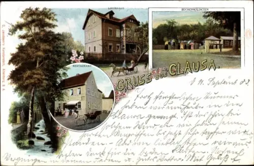 Ak Klausa Nobitz Thüringen, Logierhaus, Buchenwäldchen, Restaurant