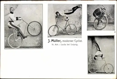 Ak J. Müller, moderner Cyclist, Fahrrad