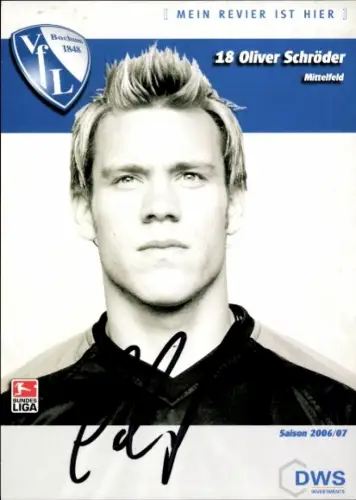 Autogrammkarte Fußballer Oliver Schröder, VfL Bochum, Autogramm