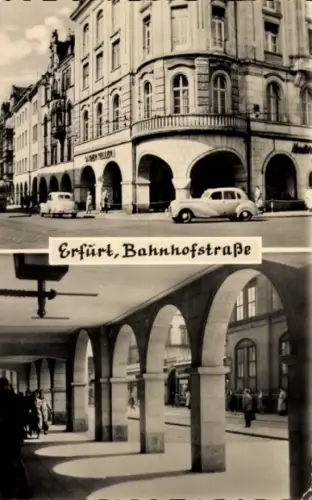 Ak Erfurt in Thüringen, Bahnhofstraße, WILEY,  Gebäude, Autos, Fußgänger