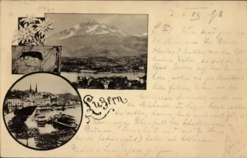 Ak Luzern Stadt Schweiz,  Bergpanorama, wunderschöne Landschaft, Seeansicht