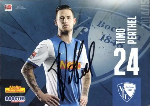 Autogrammkarte Fußballer Timo Perthel, VfL Bochum, Autogramm