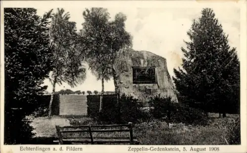 Ak Echterdingen auf den Fildern, Zeppelin-Gedenkstein 5. August 1908