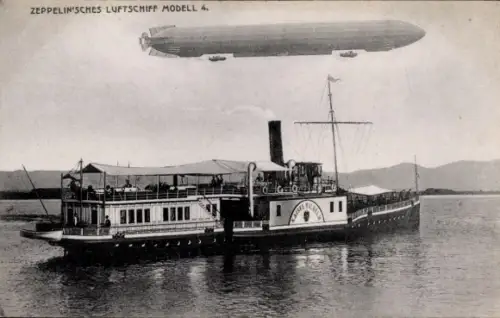Ak Zeppelin'sches Luftschiff Modell 4, Dampfschiff Kaiser Wilhelm