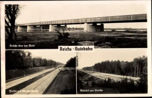 Ak Reichs-Autobahn Frankfurt am Main - Darmstadt, Brücke, Mainzerstraße, Anfahrt, Eingeweiht 1935