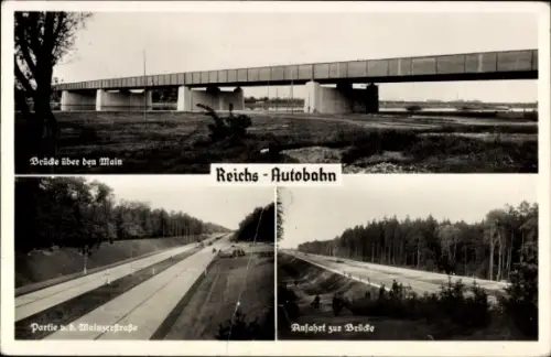 Ak Reichs-Autobahn Frankfurt am Main - Darmstadt, Brücke, Mainzerstraße, Anfahrt, Eingeweiht 1935