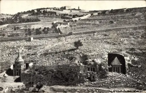 Ak Jerusalem Israel, Ansicht des Josaphat-Tals, Gräber,  Absalom, Zechariah