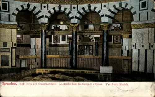 Ak Jerusalem Israel, Fels der Omarmosehee, Moschee d'Omar, The Rock Moriah
