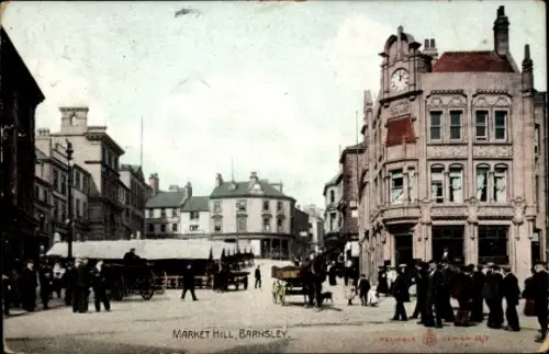 Ak Barnsley Yorkshire, Markt, Straßenansicht, Market Hill