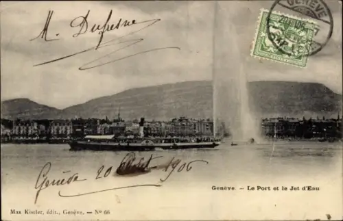 Ak Genève Genf Schweiz, Hafen, Salondampfer, Stadt