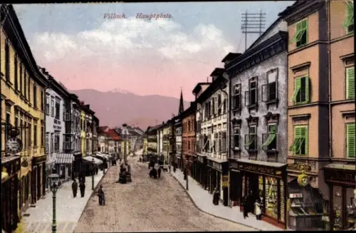 Ak Villach in Kärnten, Hauptplatz, Straßenansicht, Gebäude,  