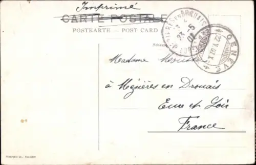 Ak Genf Stadt Schweiz, Dampfer im Hafen bei Nacht