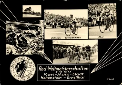 Ak Hohenstein Ernstthal, Karl Marx Stadt, Rad Weltmeisterschaft 1960, Bernhard Eckstein, Täve Schur