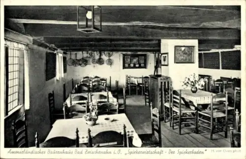 Ak Bad Zwischenahn in Oldenburg, Ammerländisches Bauernhaus, Spiekerwirtschaft, Innenansicht, H. 