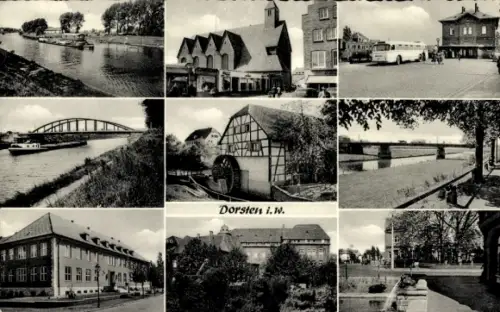 Ak Dorsten in Westfalen, Brücke, Fluss, Häuser