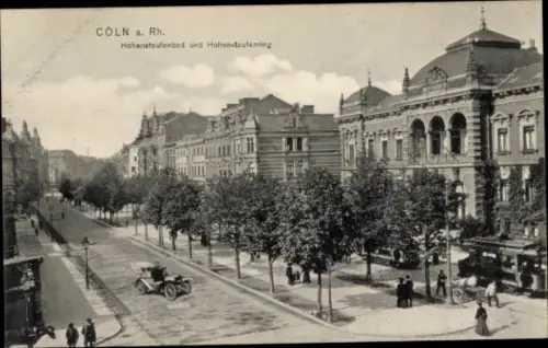 Ak Hohenlind Köln, Hohenstaufenbad, Hohenstaufenring, Bäume, Straßenansicht, Autos