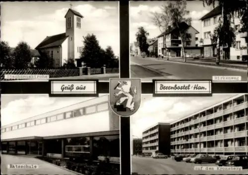 Ak Berenbostel Garbsen Niedersachsen, Stephanuskirche, Ratsschule, Birkenweg