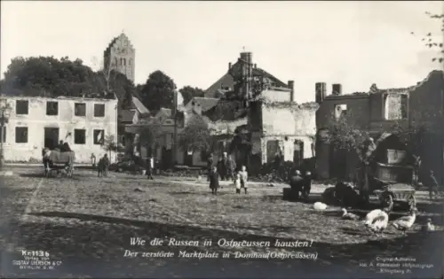 Ak Domnowo Domnau Ostpreußen, Kriegszerstörungen, Liersch 113b