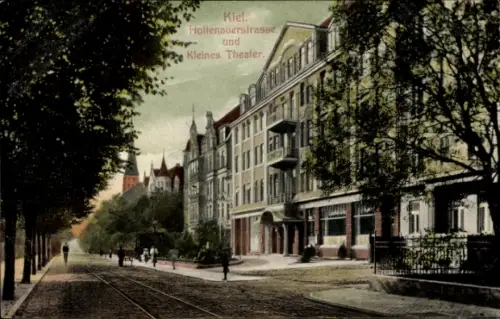 Ak Kiel,  Holtenauerstraße, Kleines Theater, Straßenansicht, Bäume