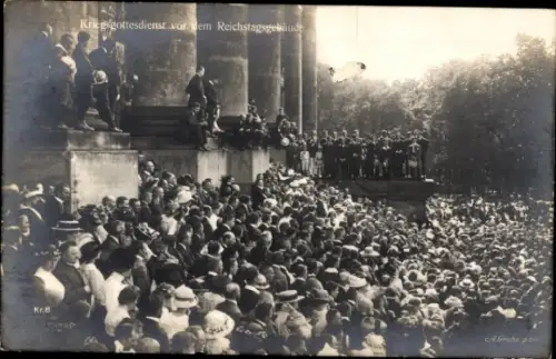 Ak Berlin, Kriegsgottesdienst vor dem Reichstagsgebäude 1914