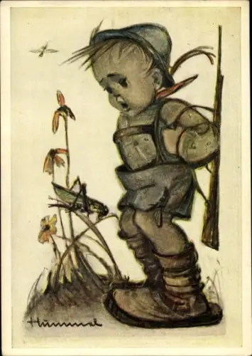 Künstler Ak Hummel, Berta, Heuschreckenschütze