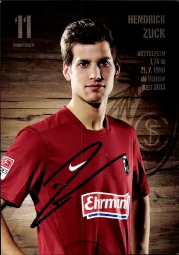 Autogrammkarte Fußballer Hendrick Zuck, SC Freiburg, Autogramm