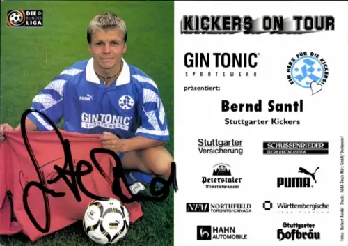 Autogrammkarte Fußballer Bernd Santl, Stuttgarter Kickers, Autogramm