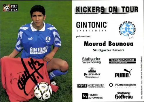 Autogrammkarte Fußballer Mourad Bounoua, Stuttgarter Kickers, Autogramm