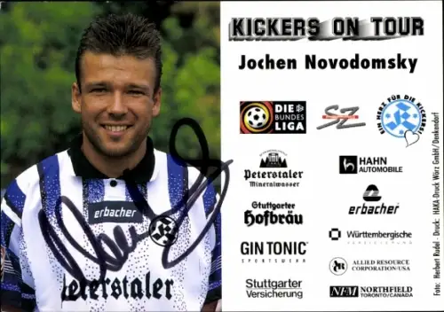 Autogrammkarte Fußballer Jochen Novodomsky, Stuttgarter Kickers, Autogramm