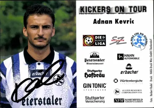 Autogrammkarte Fußballer Adnan Kevric, Stuttgarter Kickers, Autogramm