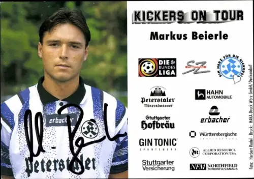 Autogrammkarte Fußballer Markus Beierle, Stuttgarter Kickers, Autogramm
