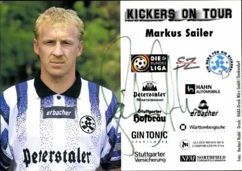 Autogrammkarte Fußballer Markus Sailer, Stuttgarter Kickers, Autogramm