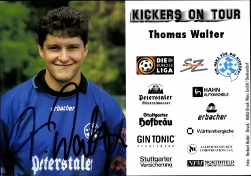 Autogrammkarte Fußballer Thomas Walter, Stuttgarter Kickers, Autogramm