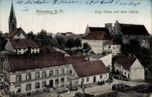 Ak Olsztyn Allenstein Ostpreußen, Evangelische Kirche, altes Schloss