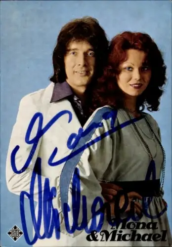 Autogrammkarte Sänger Mona und Michael, Autogramm