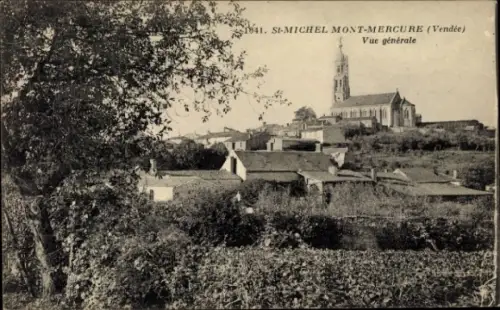 Ak Saint Michel Mont Mercure Vendée, Gesamtansicht, Kirche