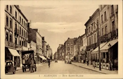 Ak Alencon Orne, Rue Saint-Blaise,   Stadtansicht, nostalgische 