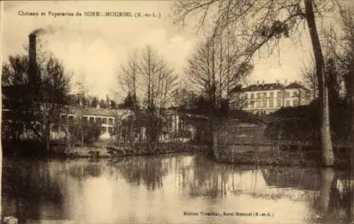 CPA Sorel Moussel Eure et Loir, Château et Papeteries